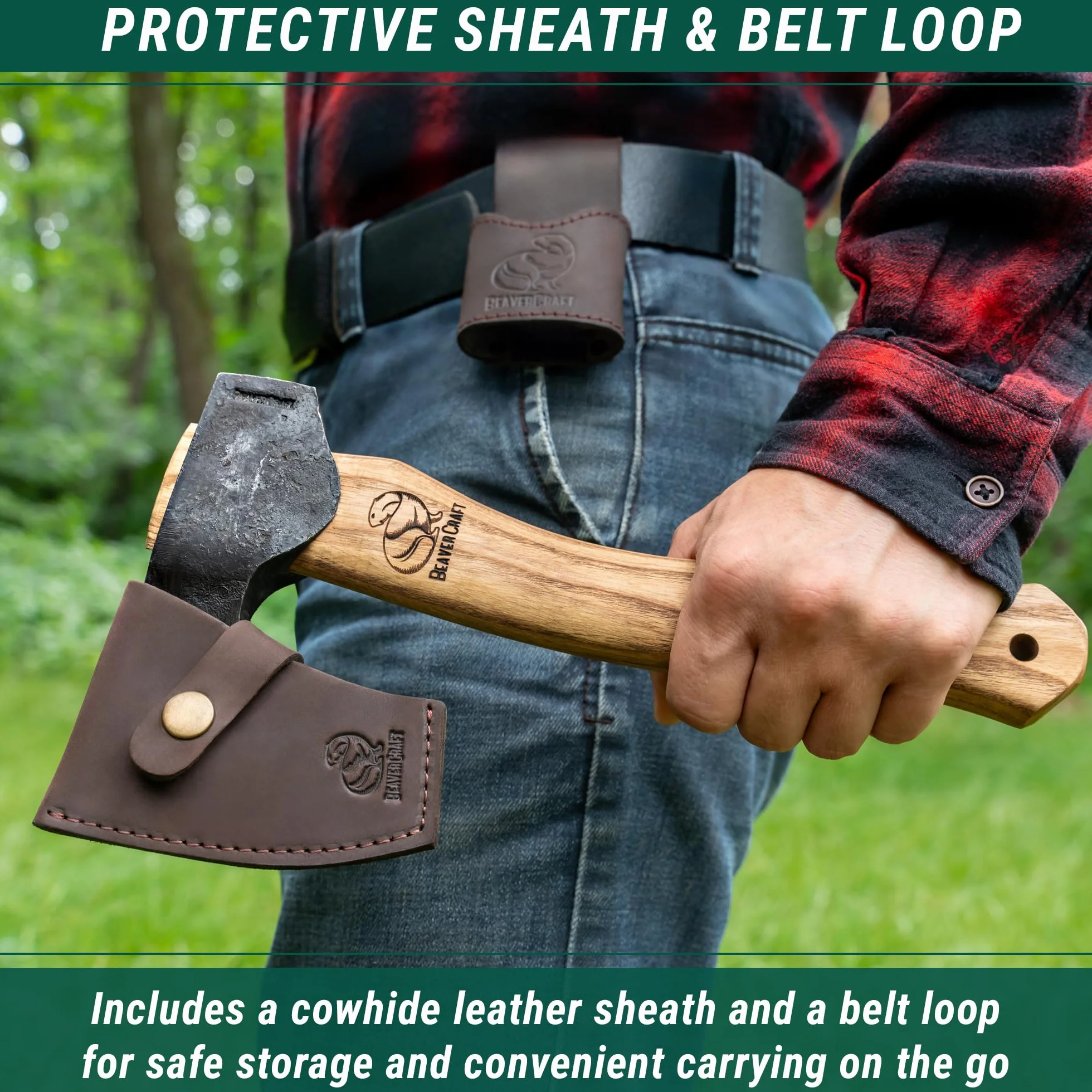 BeaverCraft AX6 Accetta da Bushcraft e Intaglio Legno Forgiata – Ascia da Campeggio