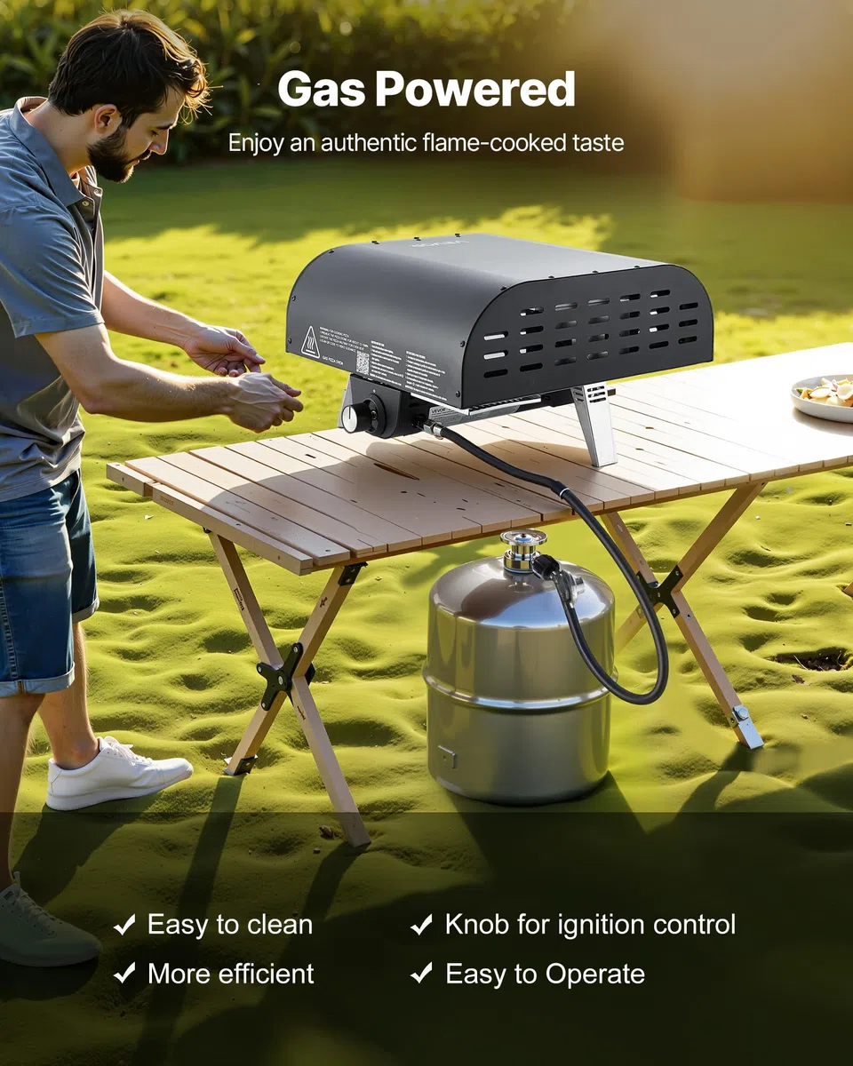 VEVOR Forno per pizza all'aperto a gas 30,5 cm portatile con pietra in cordierite e copertura impermeabile