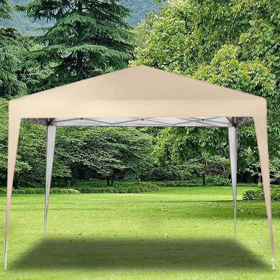BAKAJI Gazebo 3x3m Pieghevole Impermeabile Poliestere Struttura Metallo Portatile Giardino Esterno Beige