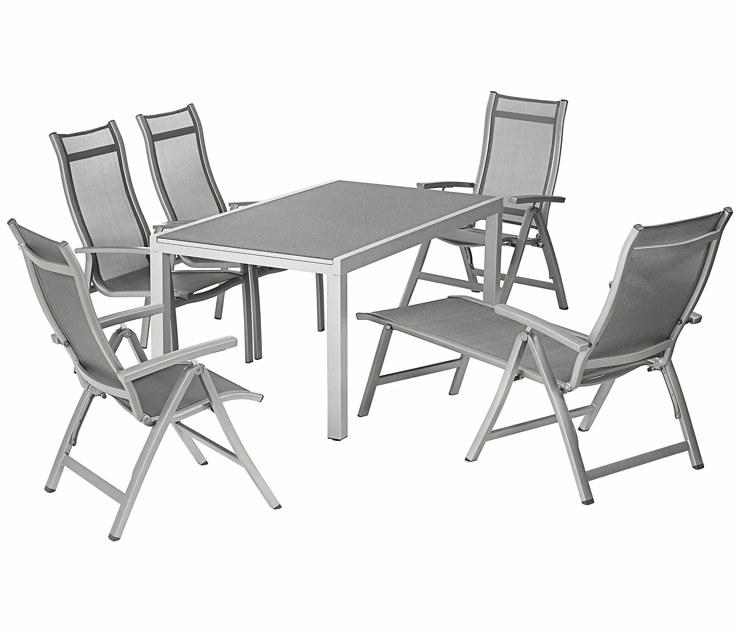 Dehner Sedia Pieghevole Chicago ca. 110 x 63,5 x 67,5 cm, textilene/Alluminio, Grigio