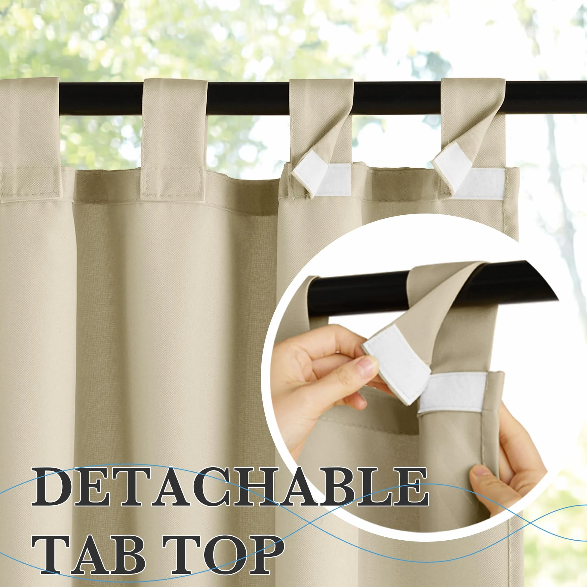 PONY DANCE Tenda da Sole per Esterno Impermeabile con Passanti Adesivi Tenda per Balcone Termica Curtains Gazebo Idrorepellente 2 Pezzi L 140 x A 213 cm, Moca