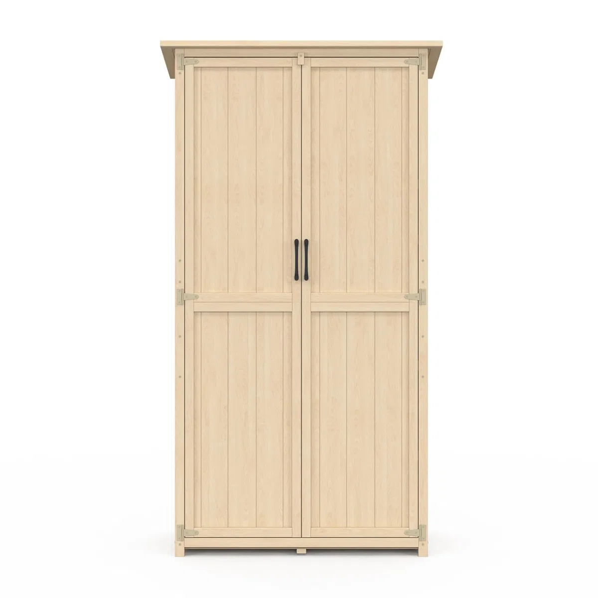 IDMarket - Armadio da Giardino in Legno 90 x 50 x 160 cm con Tetto Inclinato, Doppia Anta e Ripiani