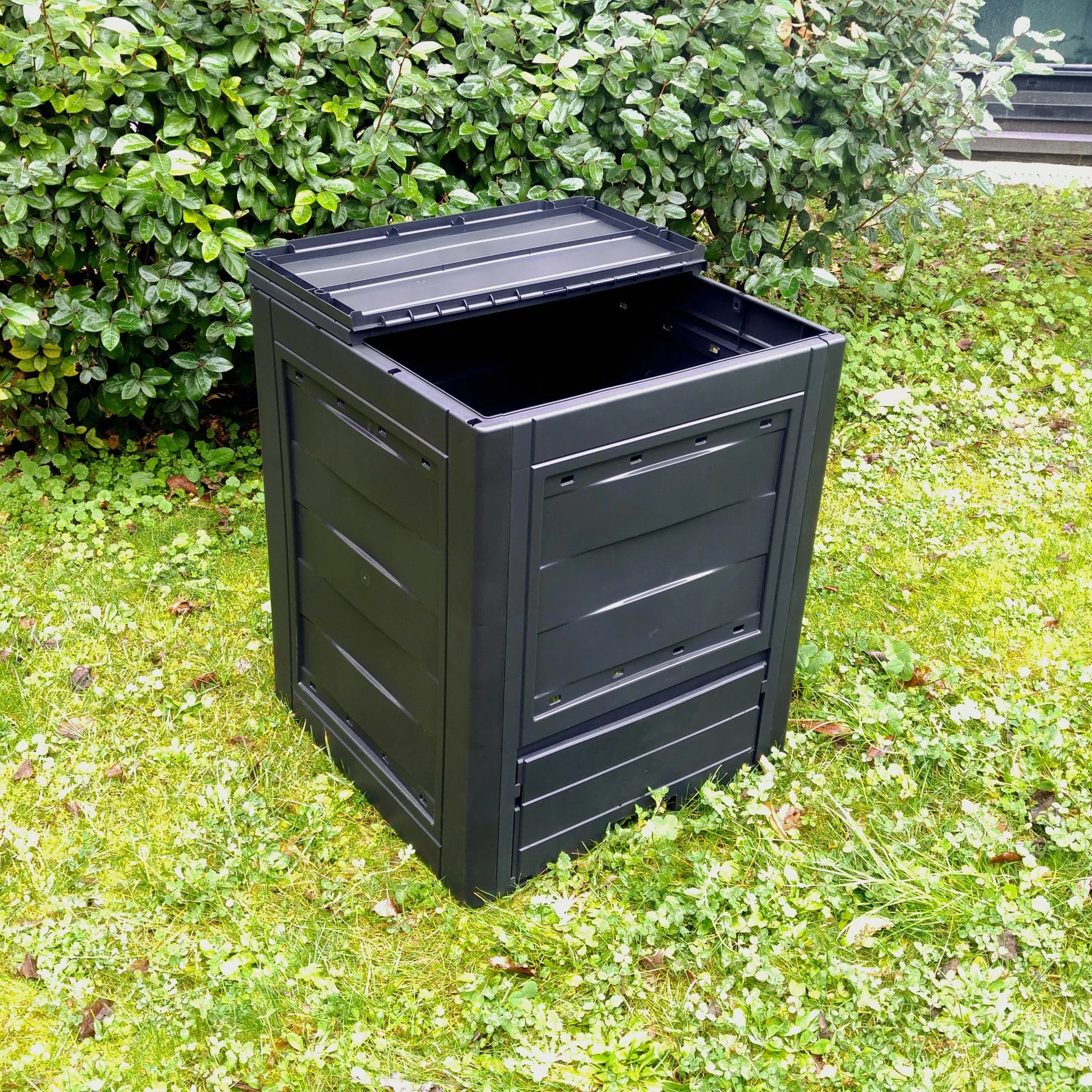 TOOMAX Composter da giardino Ambition antracite 260L 60x60x73h cm contenitore compostaggio plastica riciclata resistente UV coperchio sportello aerazione