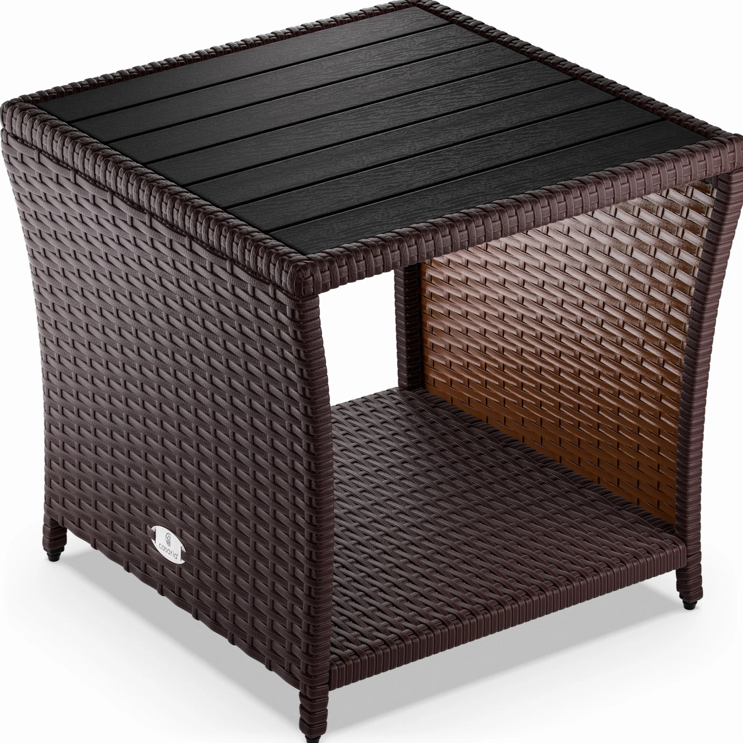Casaria Tavolino in Polyrattan WPC 45x45x40cm Altezza regolabile Tavolo Basso da Giardino