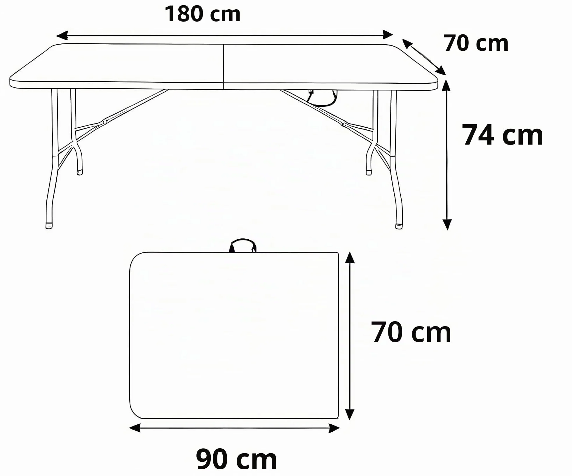 IZTOSS Składany stół prostokątny 180x70x74cm do użytku na zewnątrz