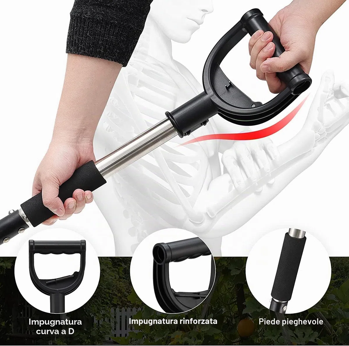 Vanga a Punta 78cm Pala Acciaio Impugnatura a D Giardinaggio Scavo Terreni duri