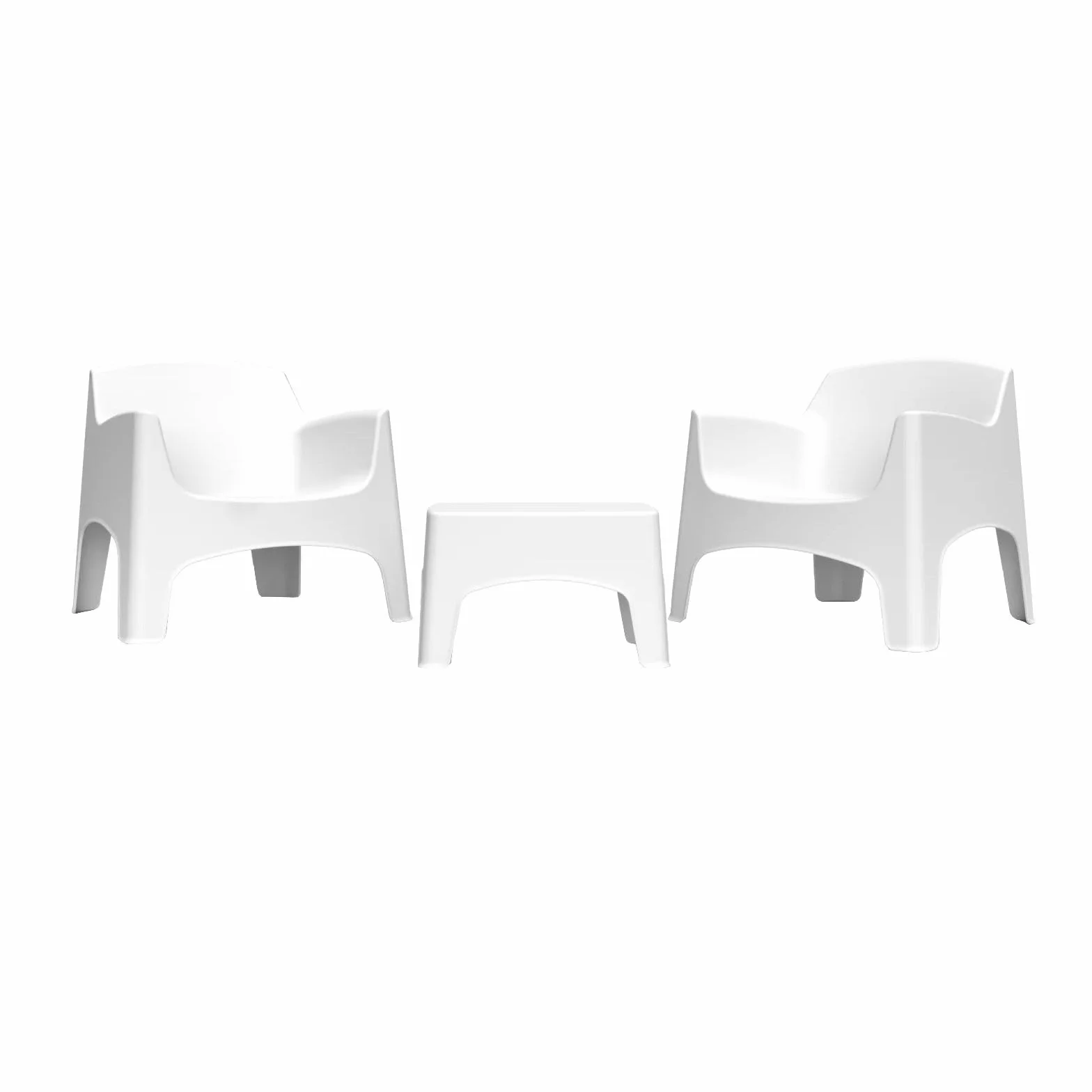 Set Poltrone Impilabili Totò Piccinni IBIZA 2 Bianco Tavolino Polipropilene Design Moderno Made in Italy