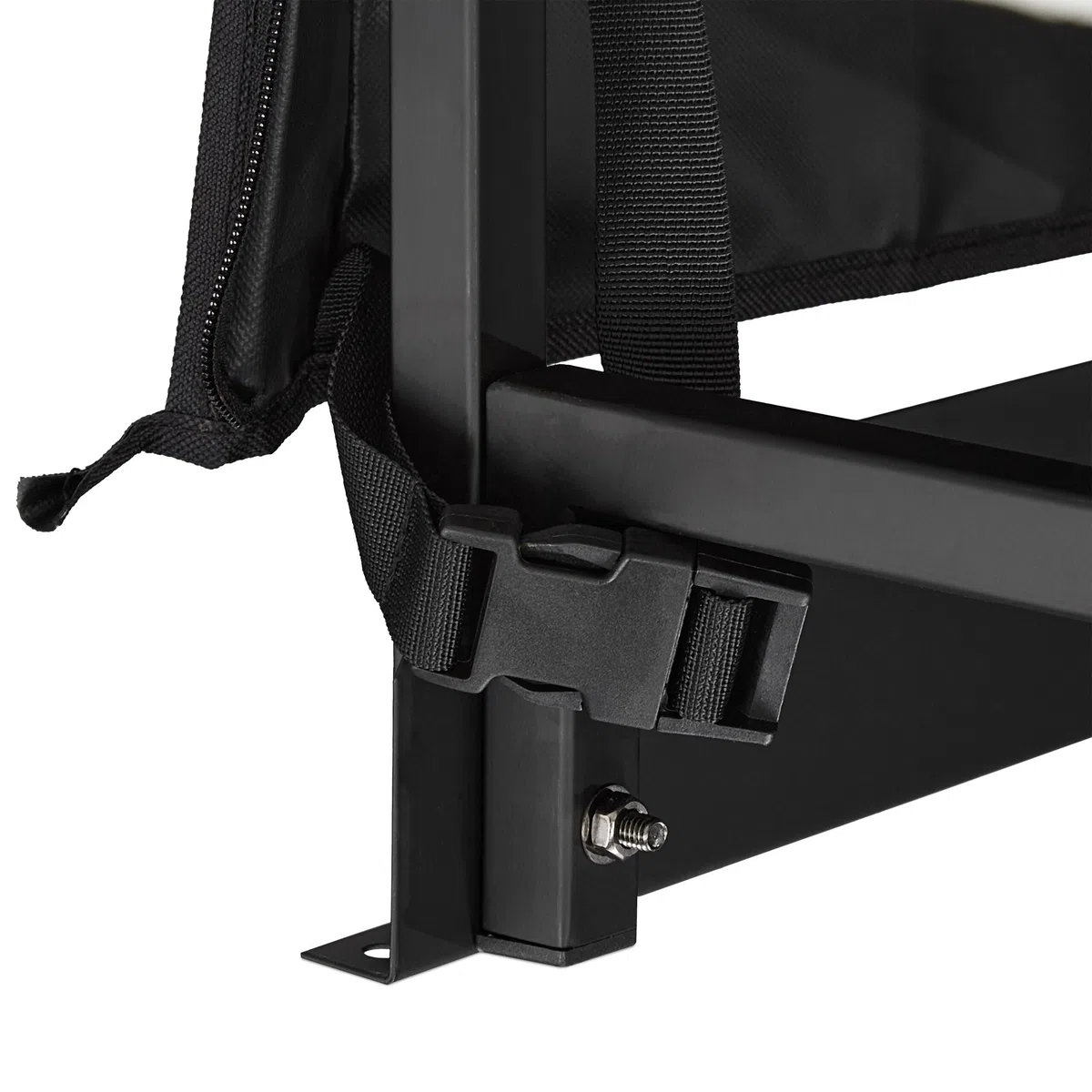 Relaxdays Scaffale Porta Legna da Camino con Telo Protettivo, Ferro, 110x110x29 cm, Nero