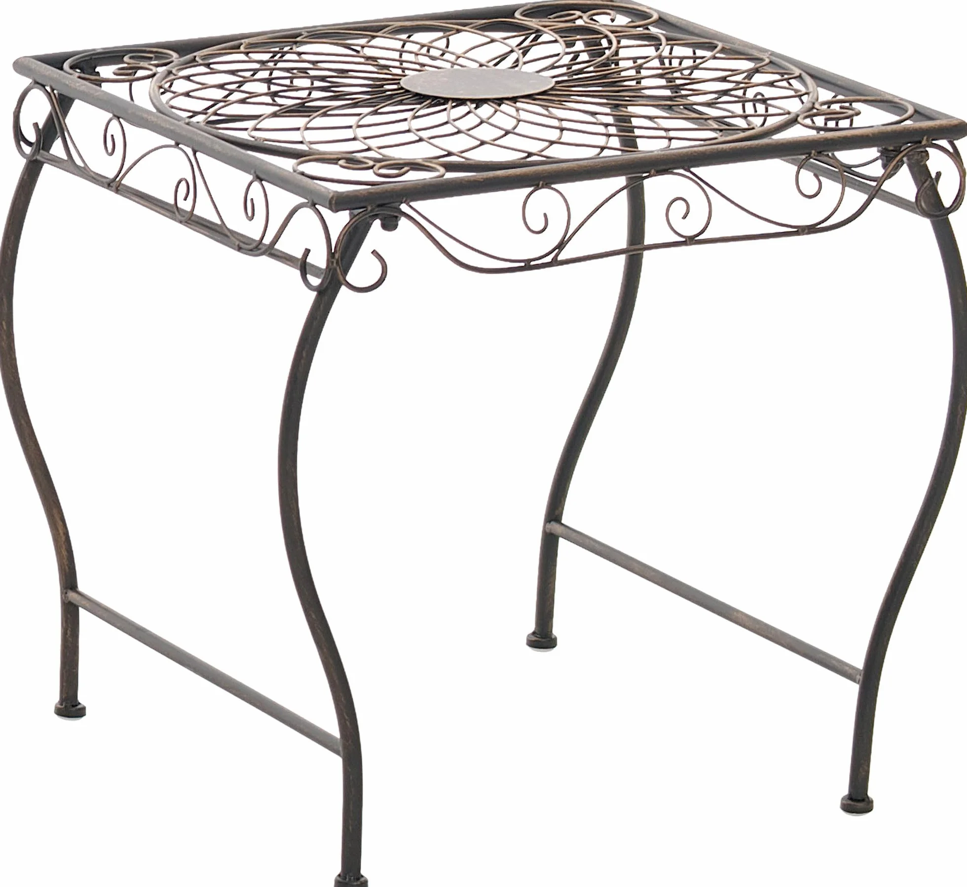CLP Tavolino da Giardino in Ferro Zarina, Stile Liberty Romantico, Idrorepellente, Bronzo