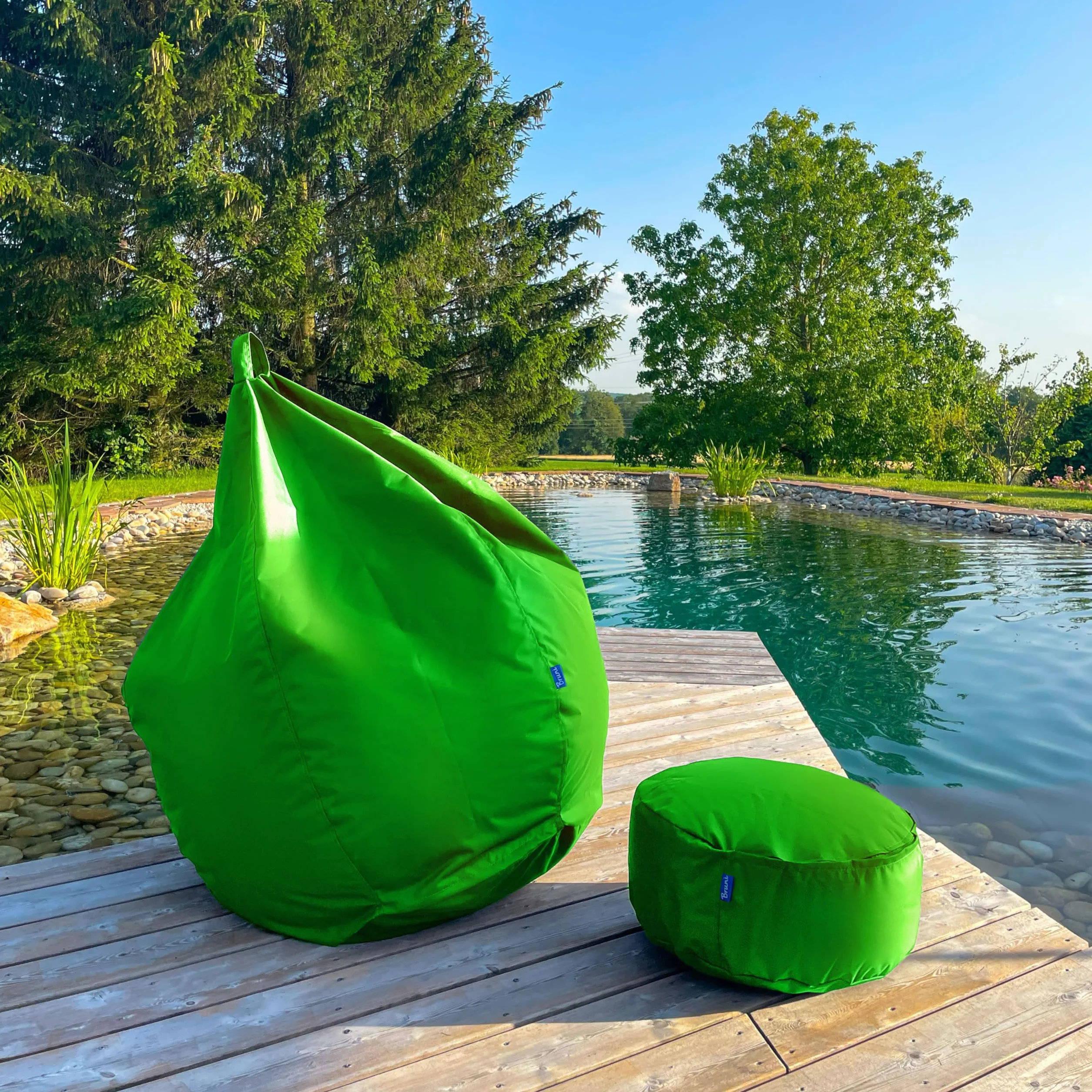 Bruni Classico L Verde – Pouf Sacco XXL, Bean Bag a forma di goccia, fodera lavabile, puff per adulti