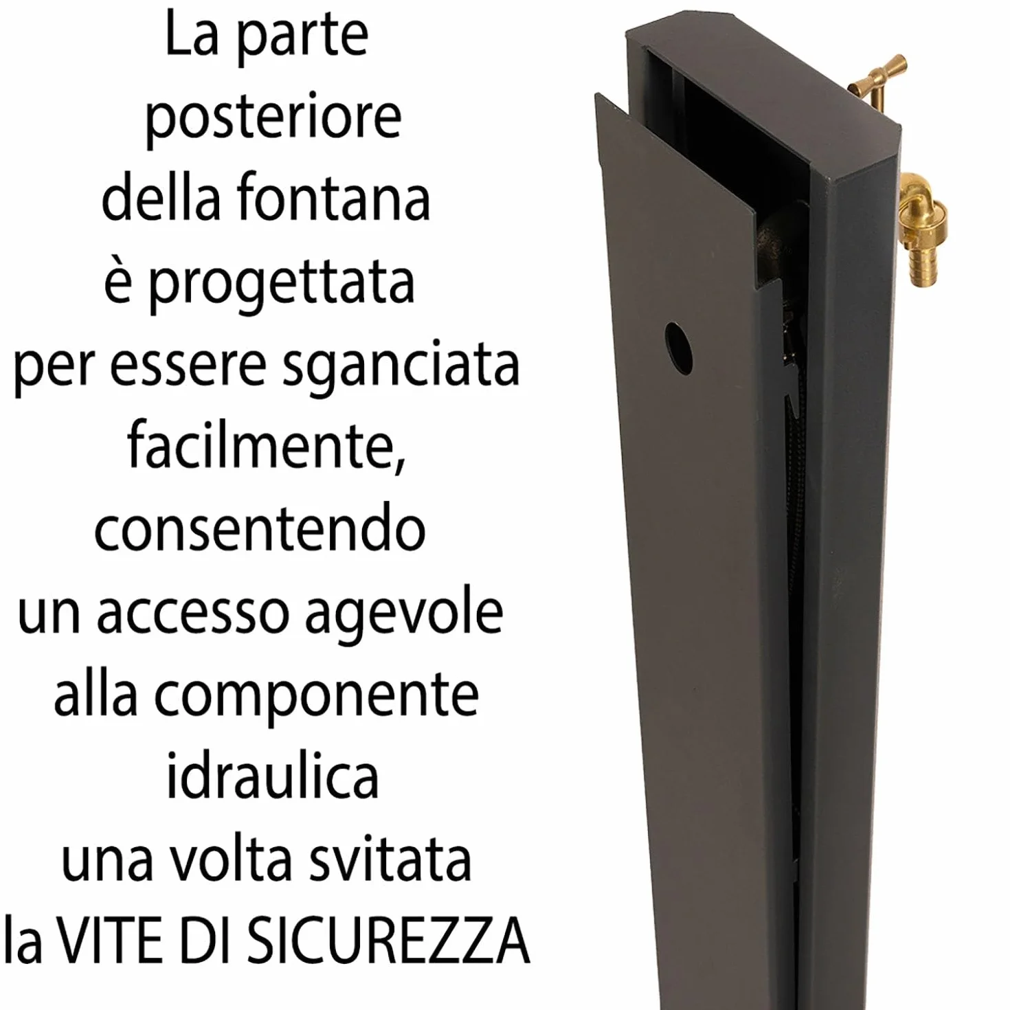 Fontana da Giardino Design a Colonna Ovale Rubinetto in Ottone Senza Base Corten