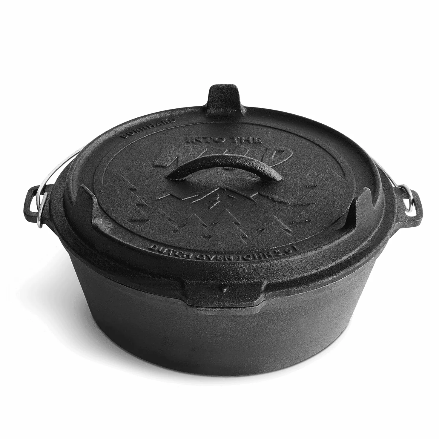 Dutch Oven BURNHARD® in ghisa, 5,6 l capacità, coperchio multifunzione, sollevatore coperchio, per barbecue e focolare, ideale per stufati – Little John