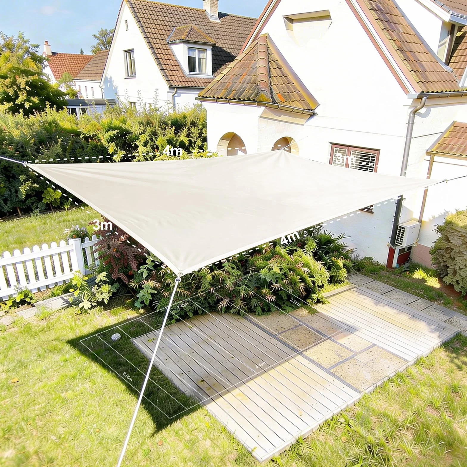 HAIKUS Vela Ombreggiante 3x4 Traspirante Tenda da Sole 400x300 Bianca