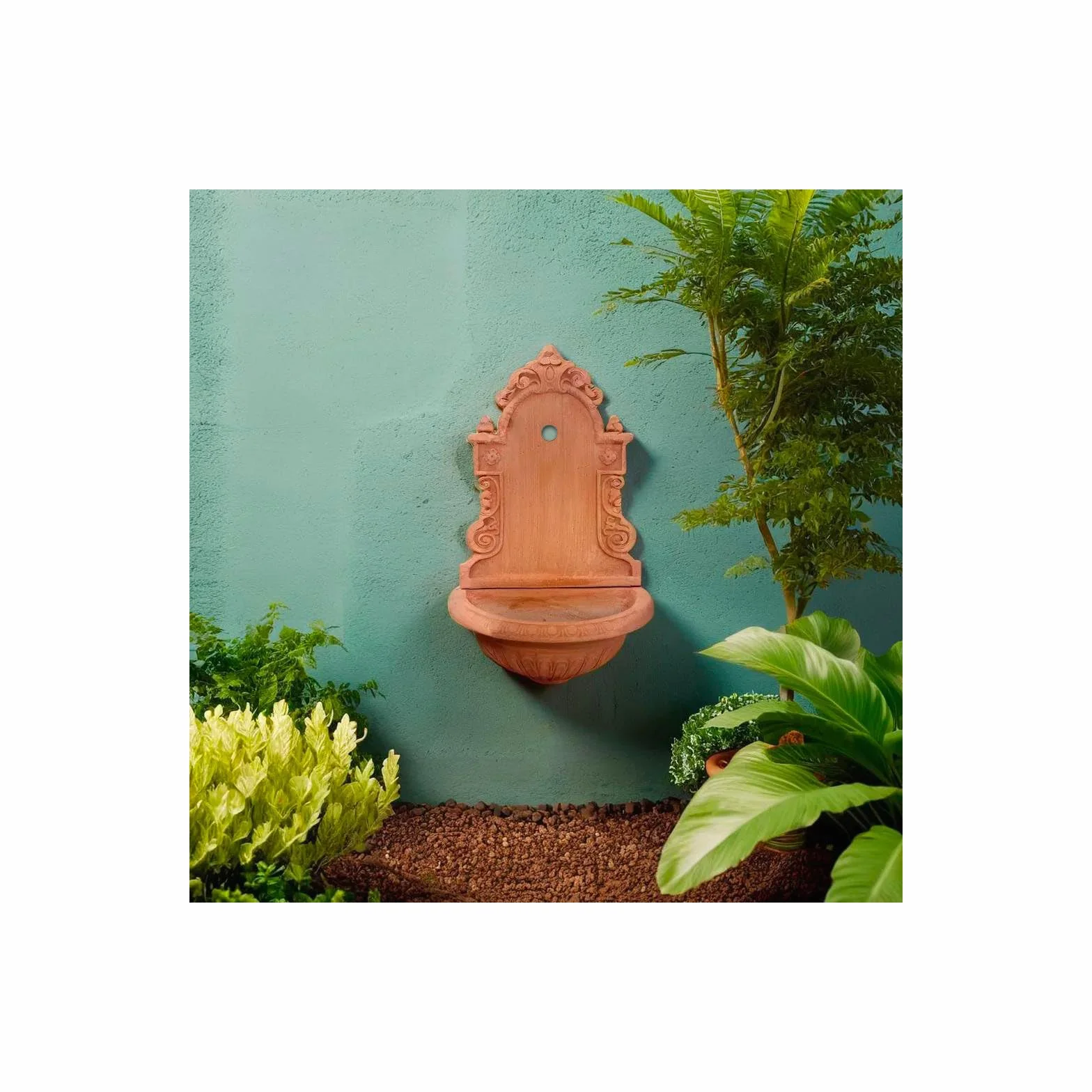 Fontana da giardino a muro Fontana terracotta 65x40x25 cm Made in Italy