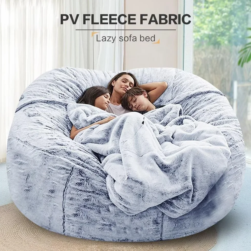 Fodera per Sedia a Sacco di Fagioli (Solo Fodera, Senza Riempimento), Lazy Soft Velvet PV Lavabile coprisacchetto di Fagioli，per Giardino, Salotto, Balcone