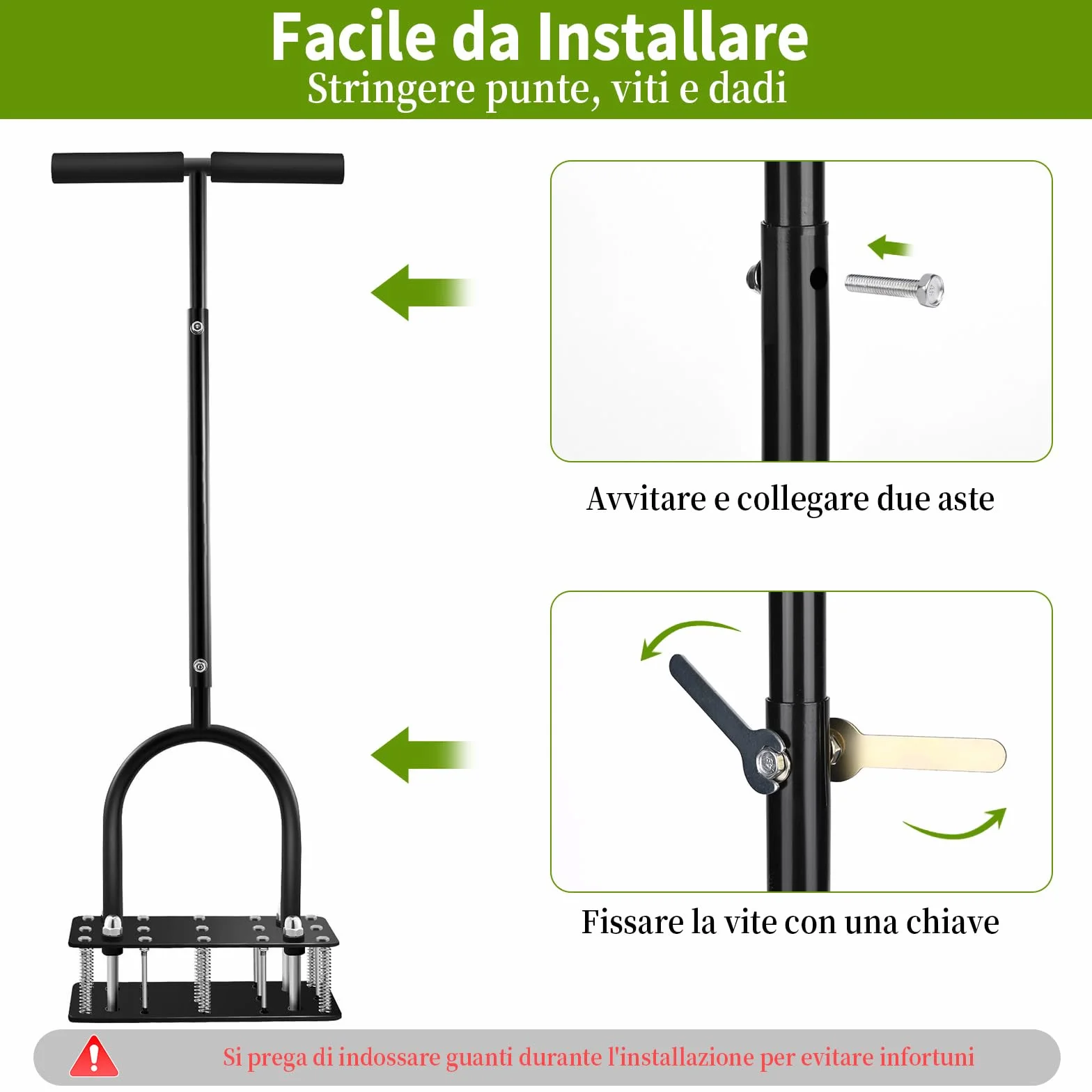 Arieggiatore per Prato 96 cm, Scarificatore per Prato con 15 Punte in Ferro, Non Si Attacca al Terreno, Arieggiatore Prato Manuale per Prato, Cortile e Giardino