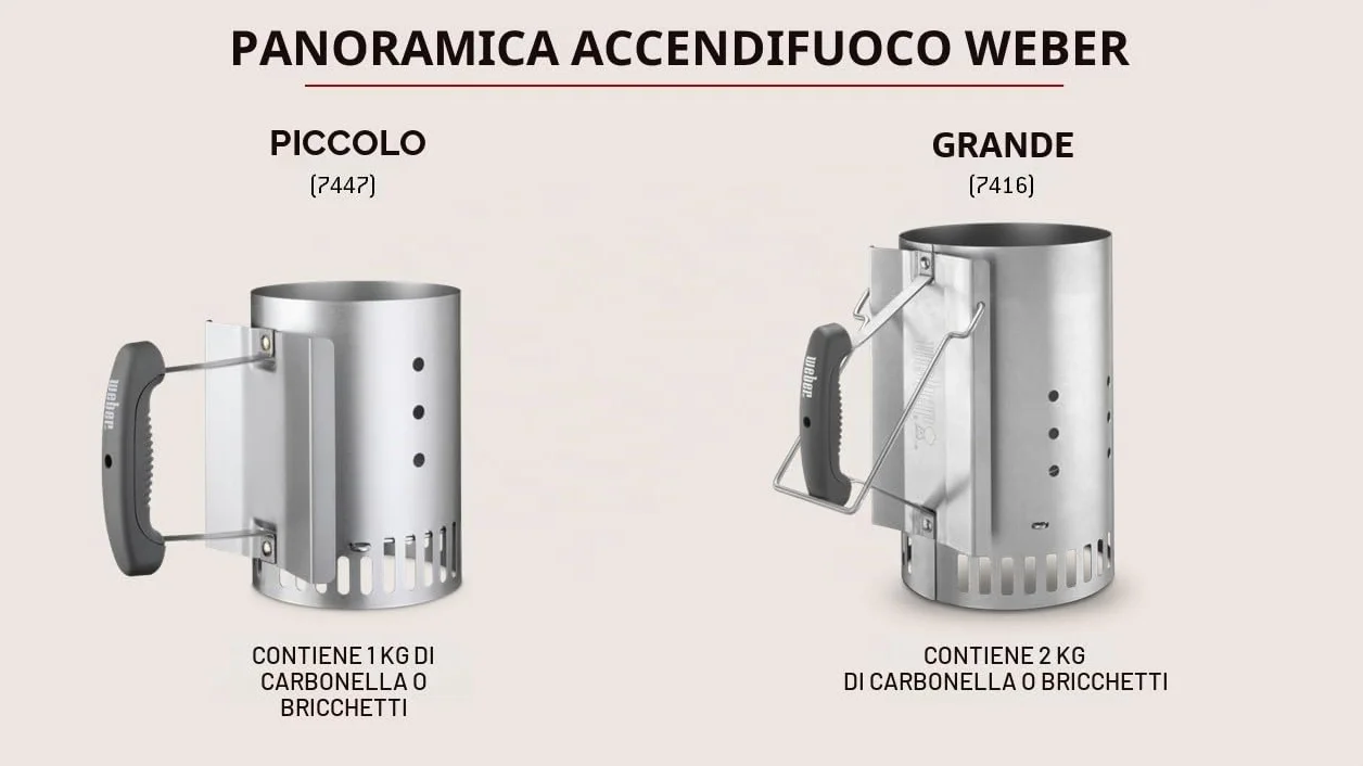 Weber Fireplace Starter Grande 32 cm Altezza 2 Maniglie per Griglie a Carbonella 47 cm