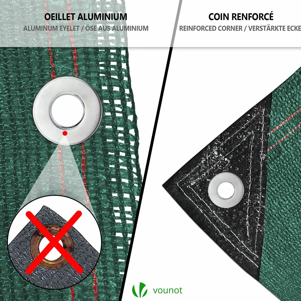 VOUNOT® Rete Ombreggiante 1.5×10m Telo Frangivista Giardino 230 g/m² HDPE Antistrappo Antivento con Fascette
