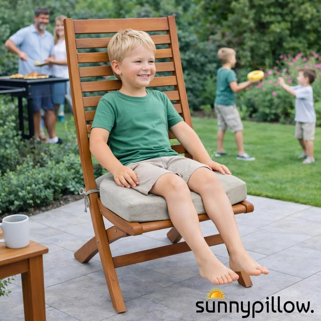 Sunnypillow Set di 2 Cuscini per Sedia 45 x 45 x 7 cm Impermeabili UV - Imbottitura per Sedute Casa Giardino Interni Esterni Cremoso