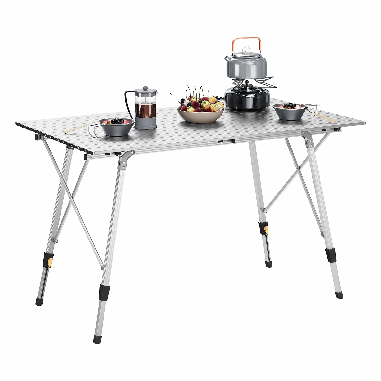 WOLTU Tavolo da Campeggio Pieghevole in Alluminio Altezza Regolabile 120x68,5x59/78,5 cm