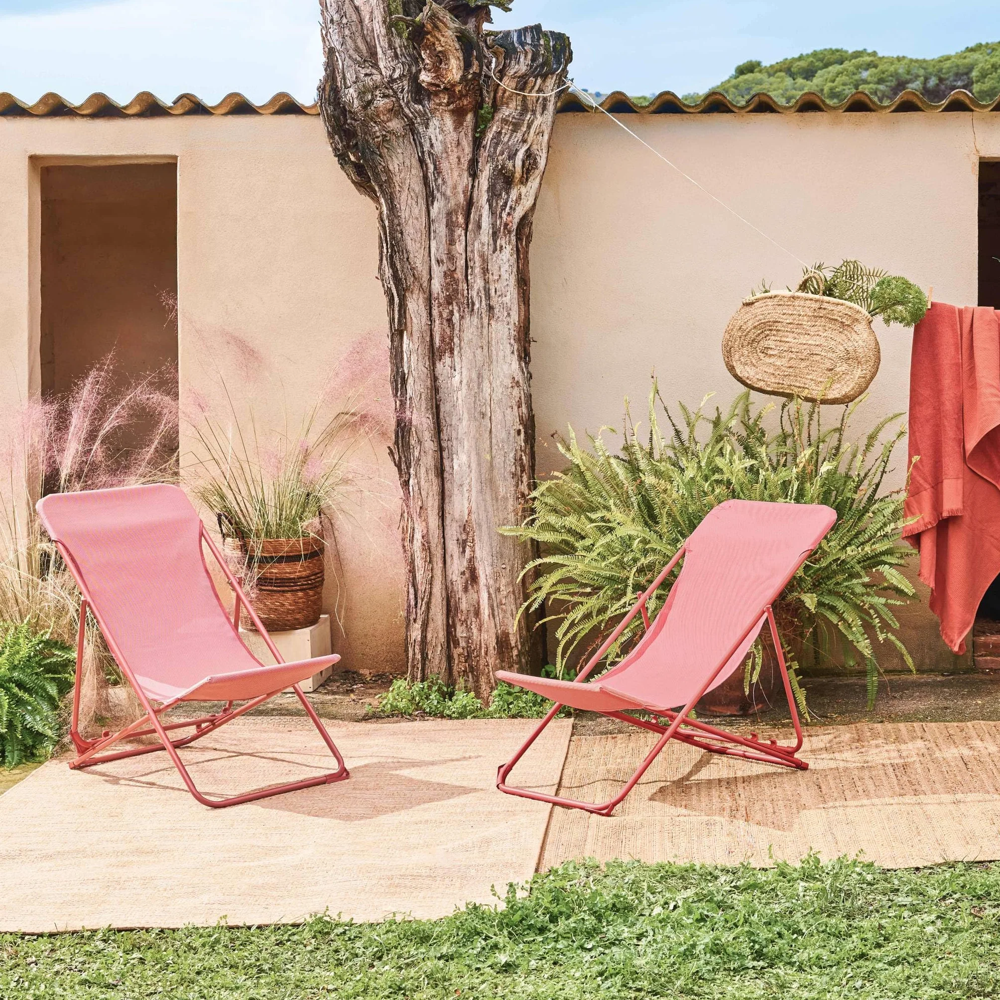 Set 2 sedie sdraio pieghevoli Terracotta - 83x88x95 cm