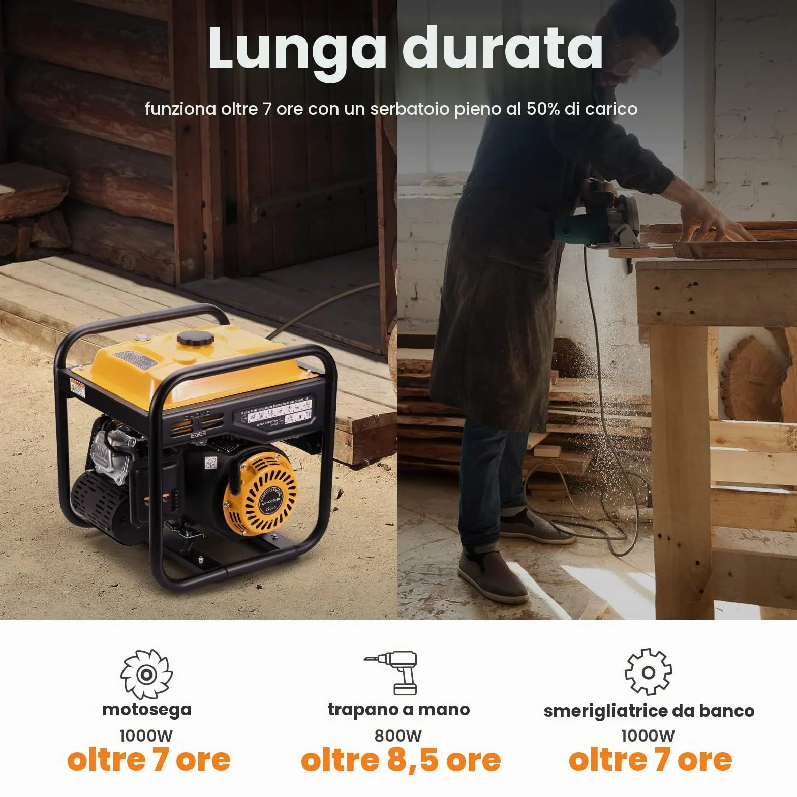 maXpeedingrods Generatore di inverter portatile 3500W Generatore di benzina a onda sinusoidale pura a 4 tempi per campeggio, viaggi, casa o luoghi di lavoro