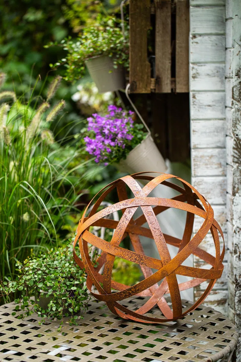 Bornhöft Sfera decorativa in ferro 40 cm metallo arrugginito giardino