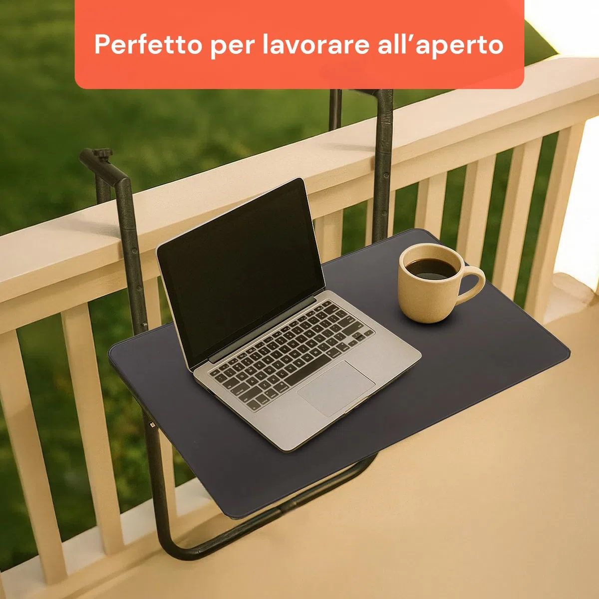 Avilia Tavolino Pieghevole da Balcone e Terrazzo con Struttura in Metallo, Acciaio - Tavolo da Ringhiera Pieghevole per 2 Persone