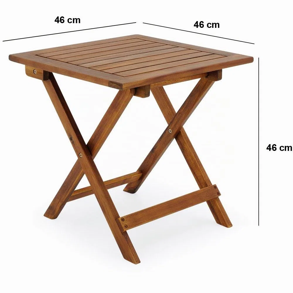 Casaria Tavolino Pieghevole 46x46x46cm Legno Acacia Tavolo da Esterno Richiudibile Salvaspazio