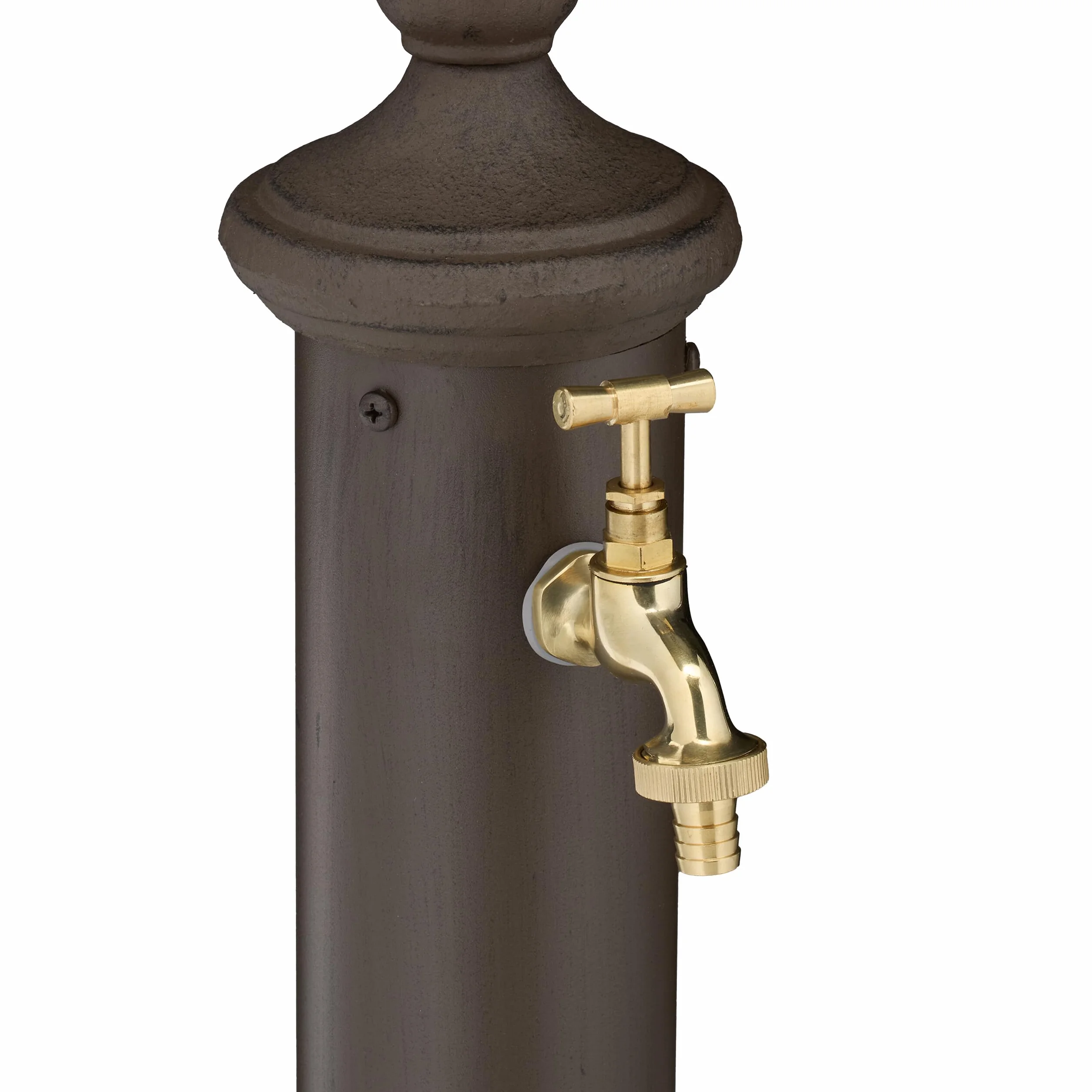 Relaxdays Fontana da Giardino in Stile Antico, Fontanella a Colonna con Rubinetto e Vaschetta, HLP: 65x25x30 cm, Marrone