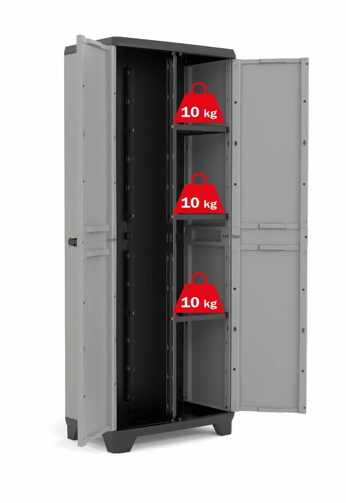 Keter Armadio Portascope Stilo, 68 x 39 x 173 cm, 3 Ripiani Regolabili, Grigio Scuro/Nero