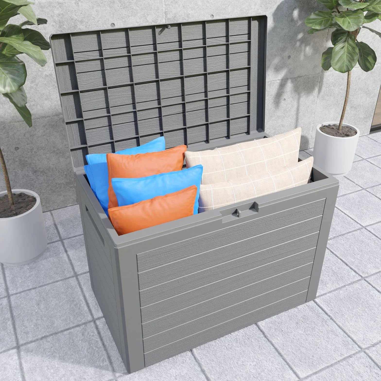 Casaria Baule da Giardino Lille 190 L Effetto Legno 78x44x55cm Impermeabile Esterni