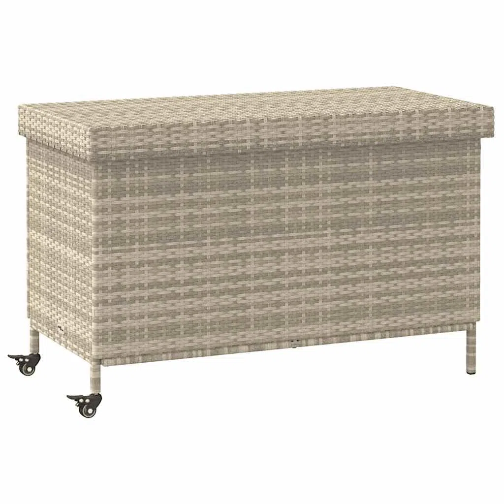 Generico Contenitore da Giardino con Ruote Grigio Chiaro Polyrattan,Cassapanche da Esterno,4103830