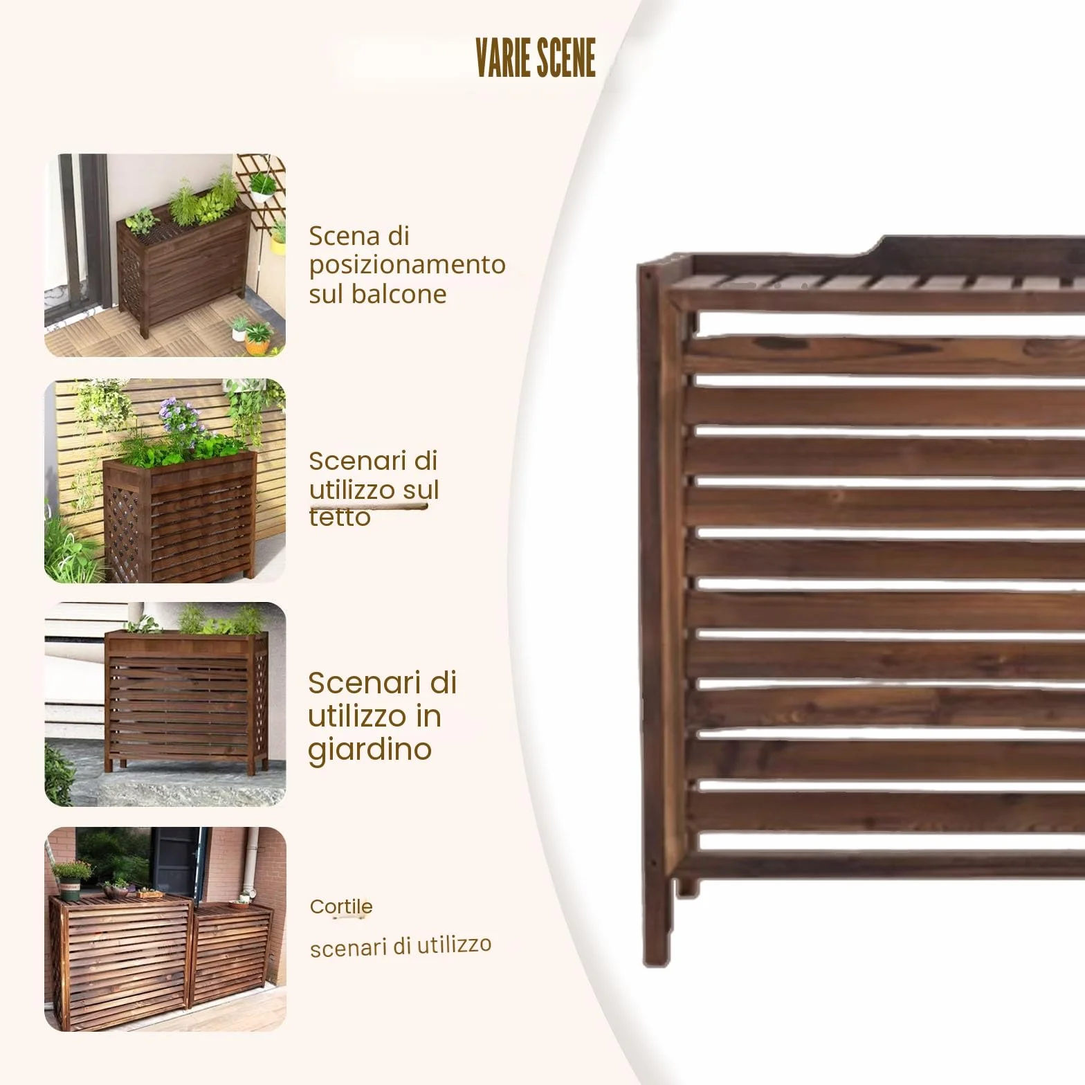 Copri Climatizzatore Esterno in Legno Copri Condizionatore Copertura Radiatore All'aperto Tavola Addensata Impianto Decorativo Display X-Large