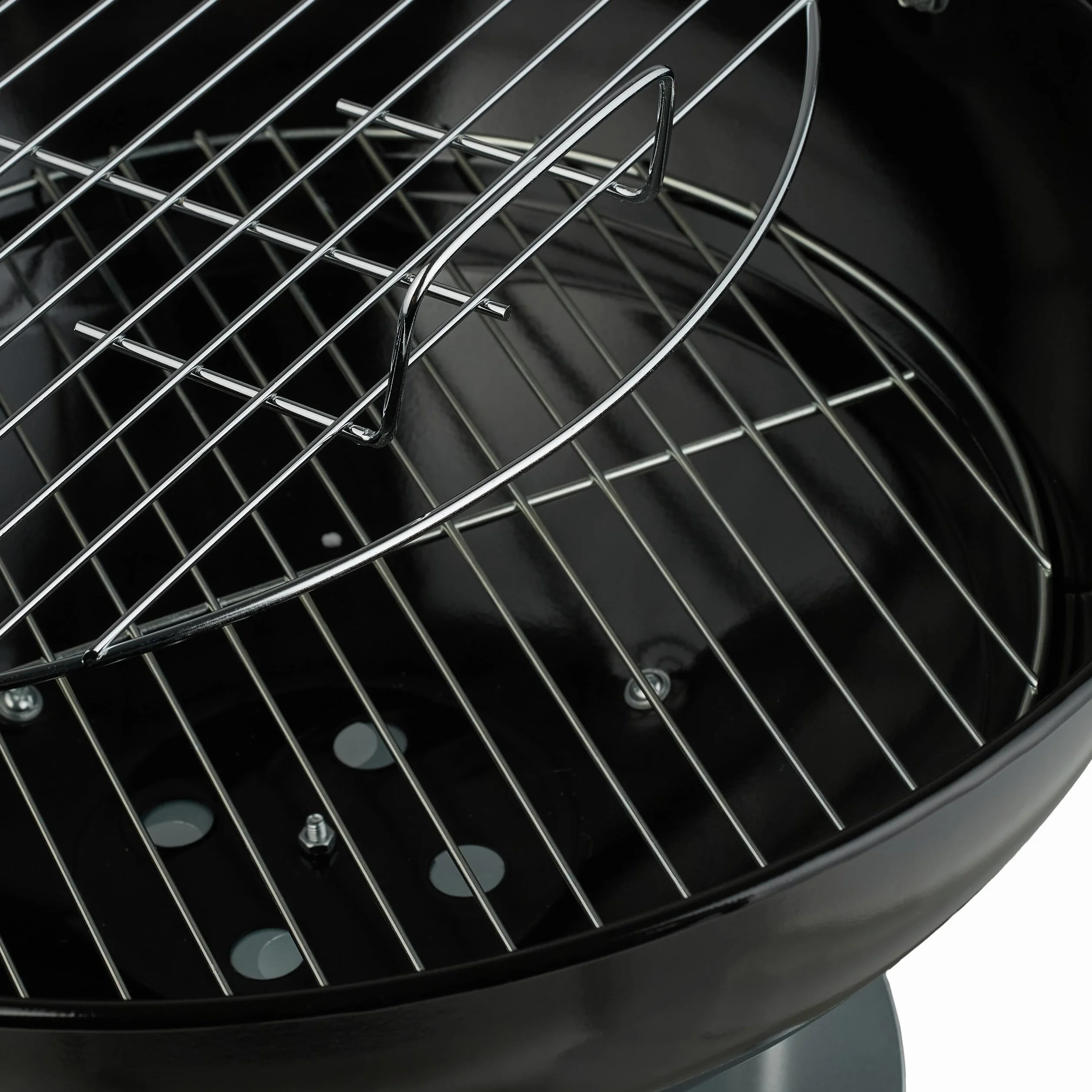 Relaxdays Grill a Carbonella Rotondo Ø 44 cm z Coperchio, 2 Koła, Czarny