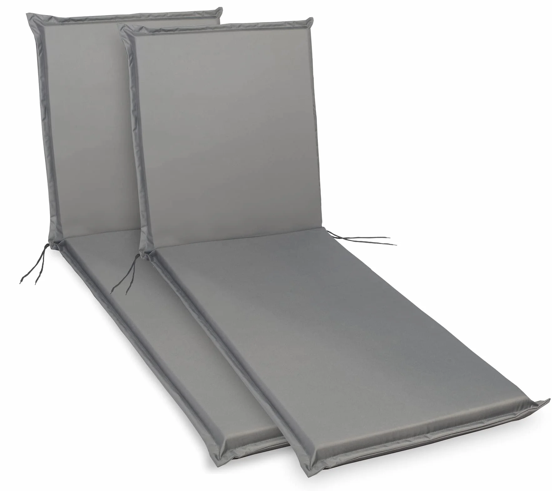 sunnypillow 2 Cuscini per Lettino 190 × 60 – Materassino per Sdraio da Giardino, Spesso 9 cm – Outdoor, Impermeabile, Resistente ai Raggi UV – Cuscino per Lettino Prendisole e Sedia a Sdraio – Grigio