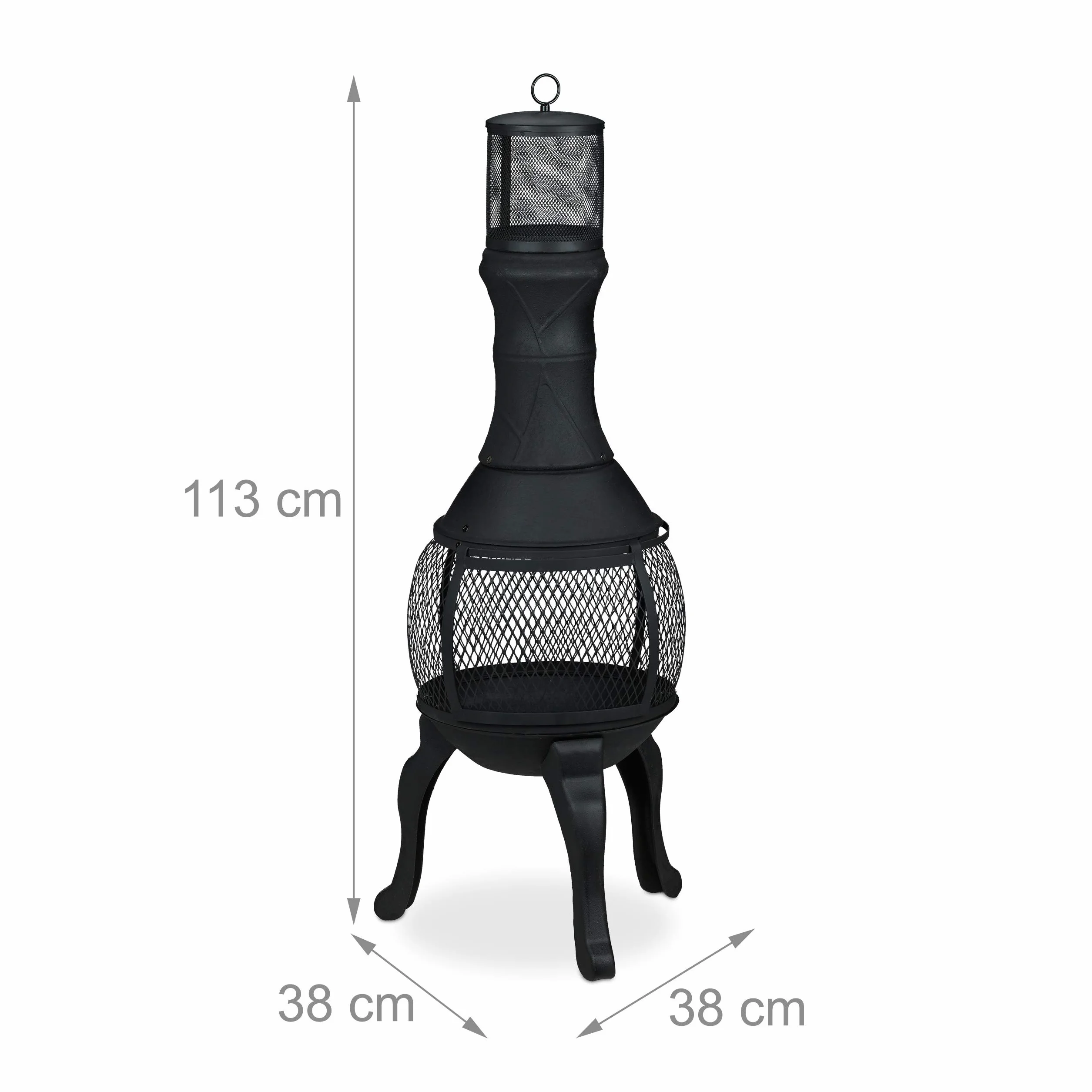 Relaxdays Stufa a Legna in Ghisa HxD 113x38 cm Nero