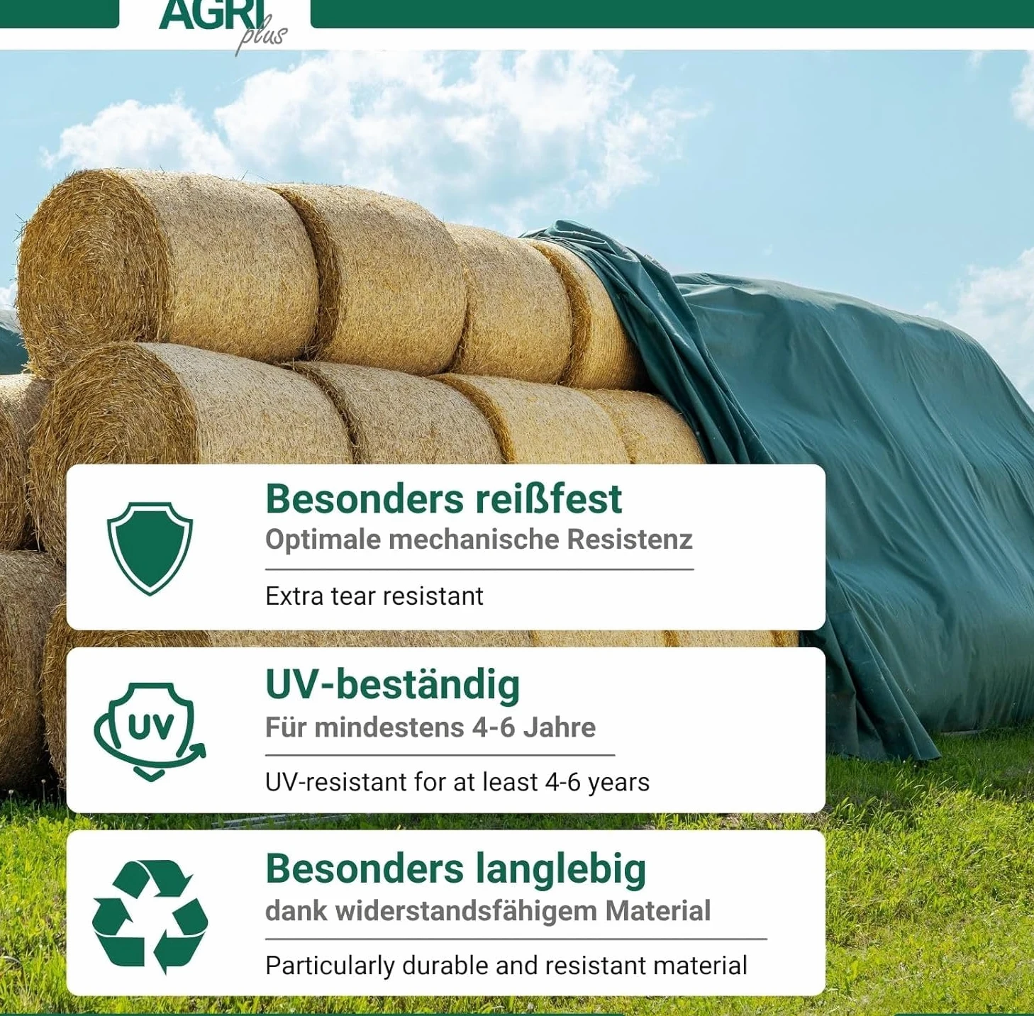 AGRIplus Telo di Copertura, 9,8 x 12,5 m (122,5 m²), 160 g/m², Tessuto di paglia, versatile, estremamente resistente allo strappo per una protezione a lungo termine, resistente ai raggi UV