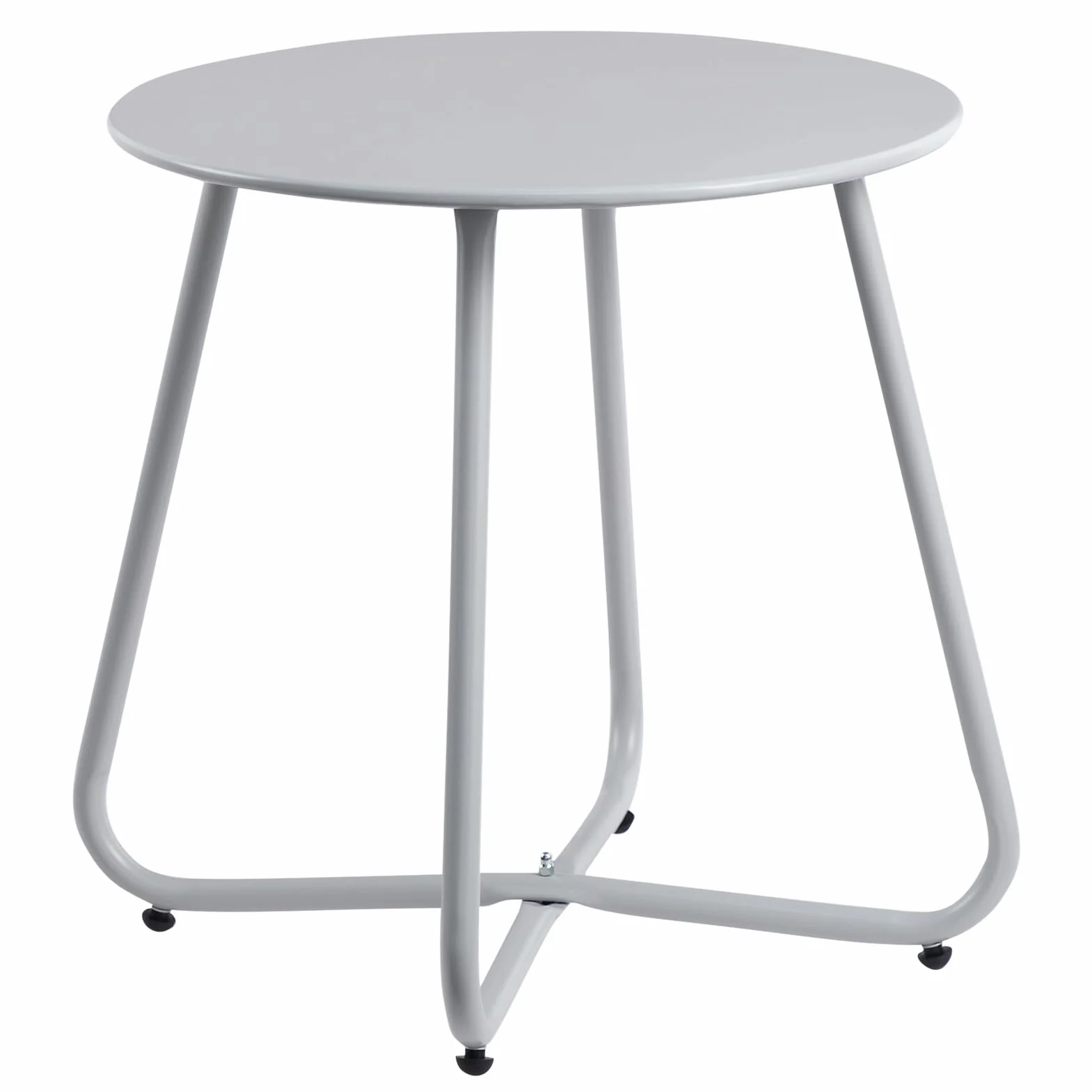HollyHOME Tavolo da Giardino Rotondo in Metallo, Grigio