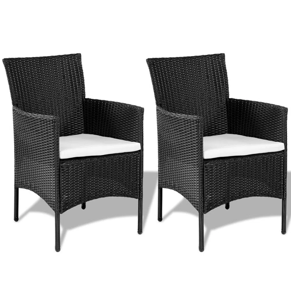 BAKAJI Set Salotto Completo di Divano 2 Poltrone e Tavolino in Vetro e Poly Rattan Struttura in Acciaio con Cuscini Sfoderabili Arredo Giardino Terrazzo Nero