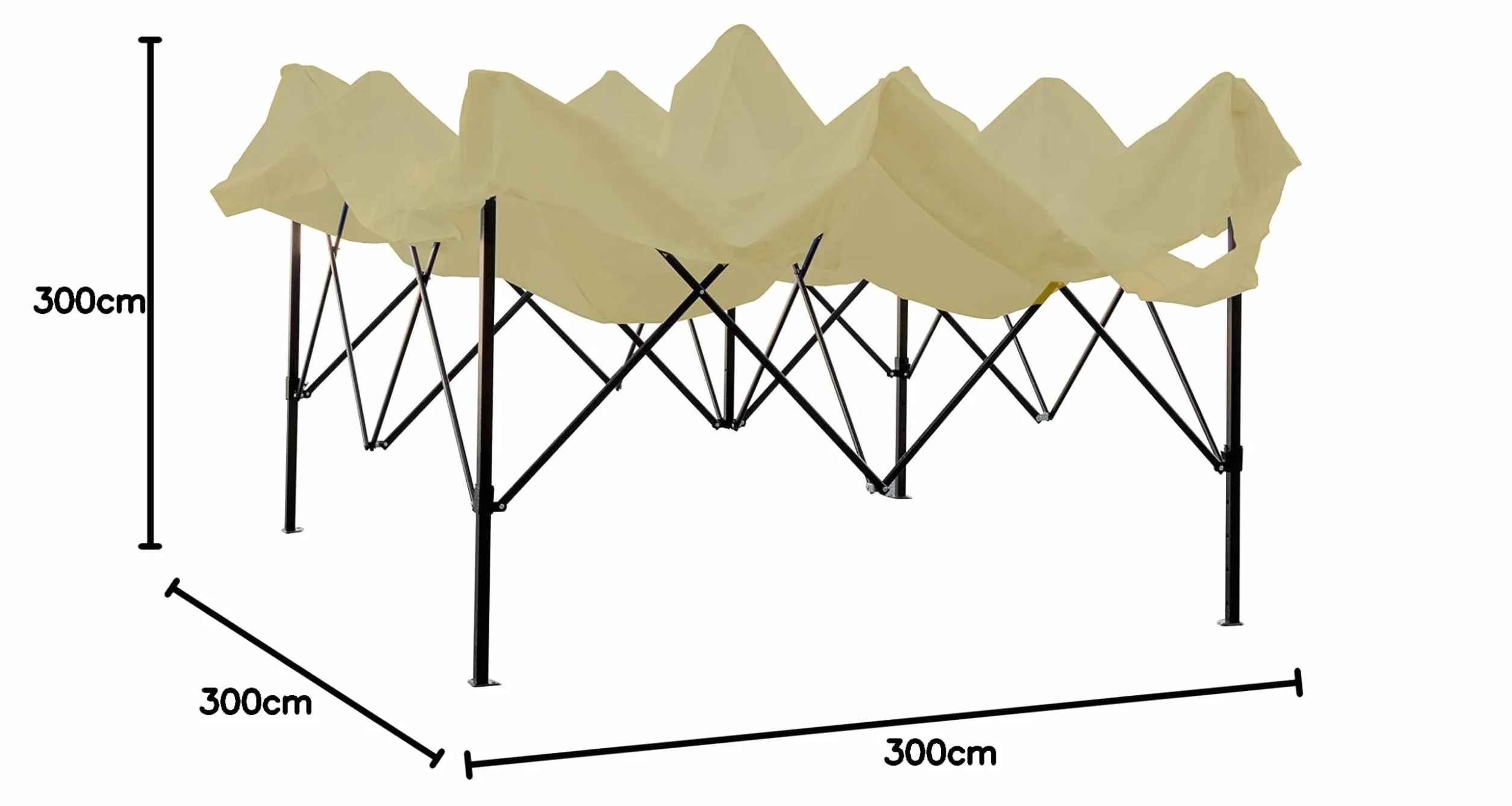 Gazebo Pieghevole Impermeabile 3x3 Beige Oxford 600D PVC Struttura Rinforzata per Giardino
