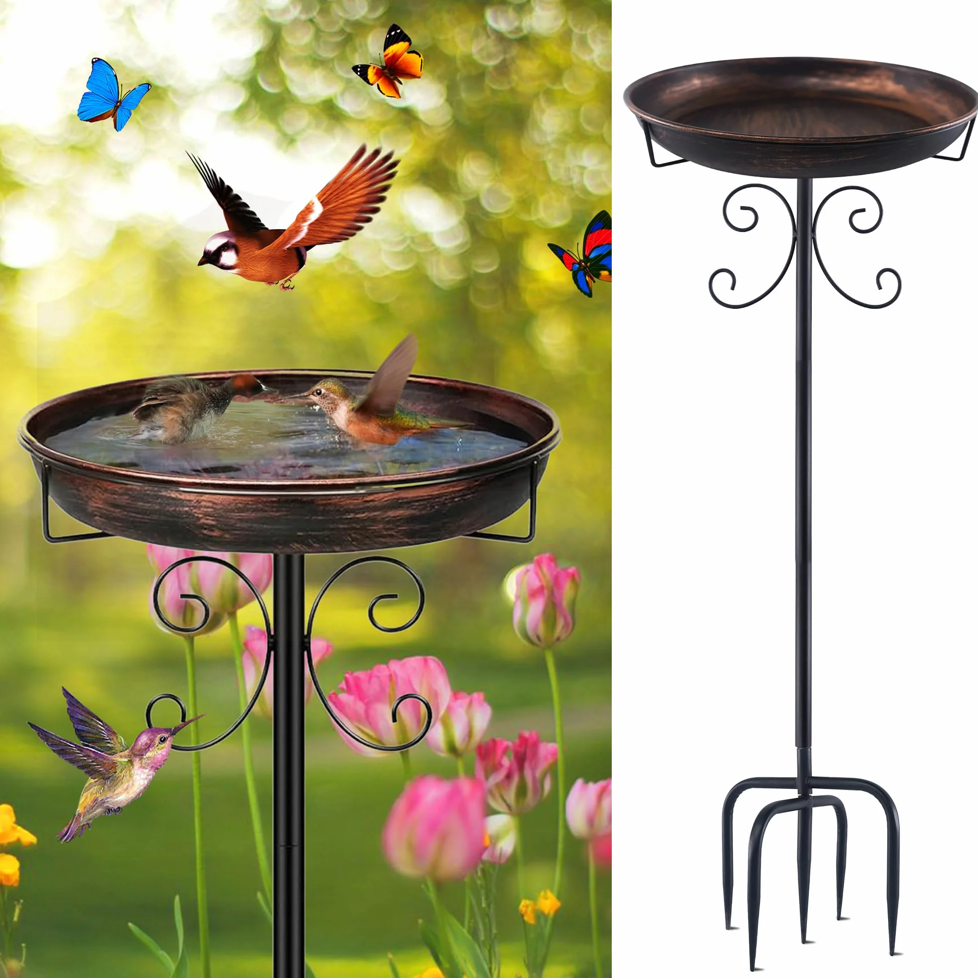 Abbeveratoio per Uccelli in Piedi, Mangiatoia per Uccelli Selvatici per Esterno, Decorazione da Giardino