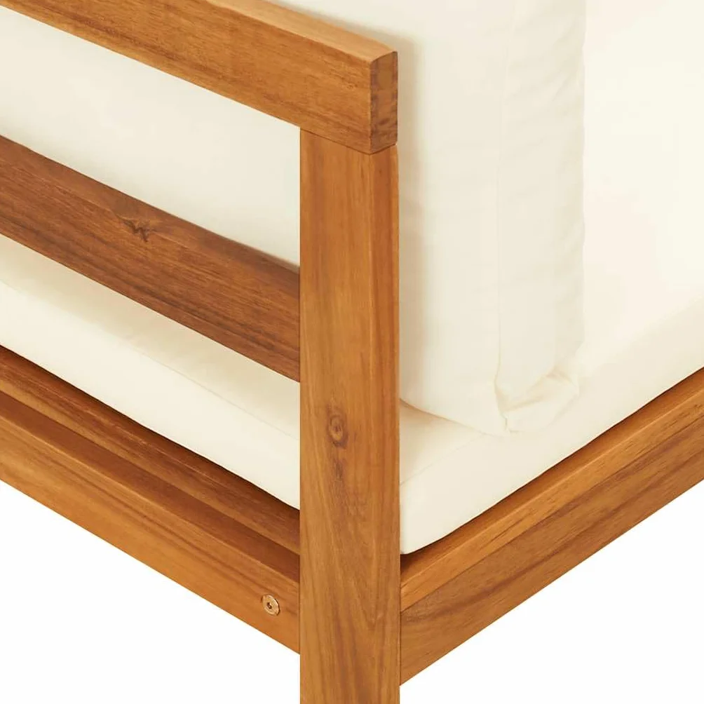 vidaXL Divano Angolare con Cuscini Bianco Crema in Massello di Acacia