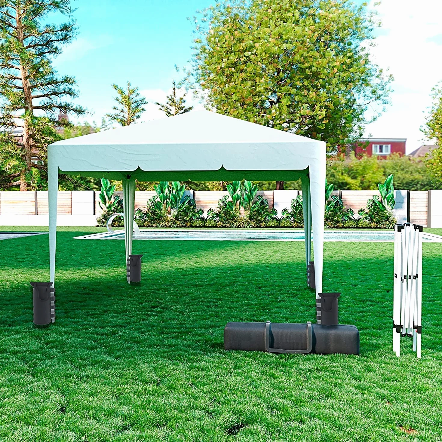BRICOZONE Gazebo 3 x 3 m Pieghevole Idrorepellente Acciaio Copertura 160 gr/m² Bianco