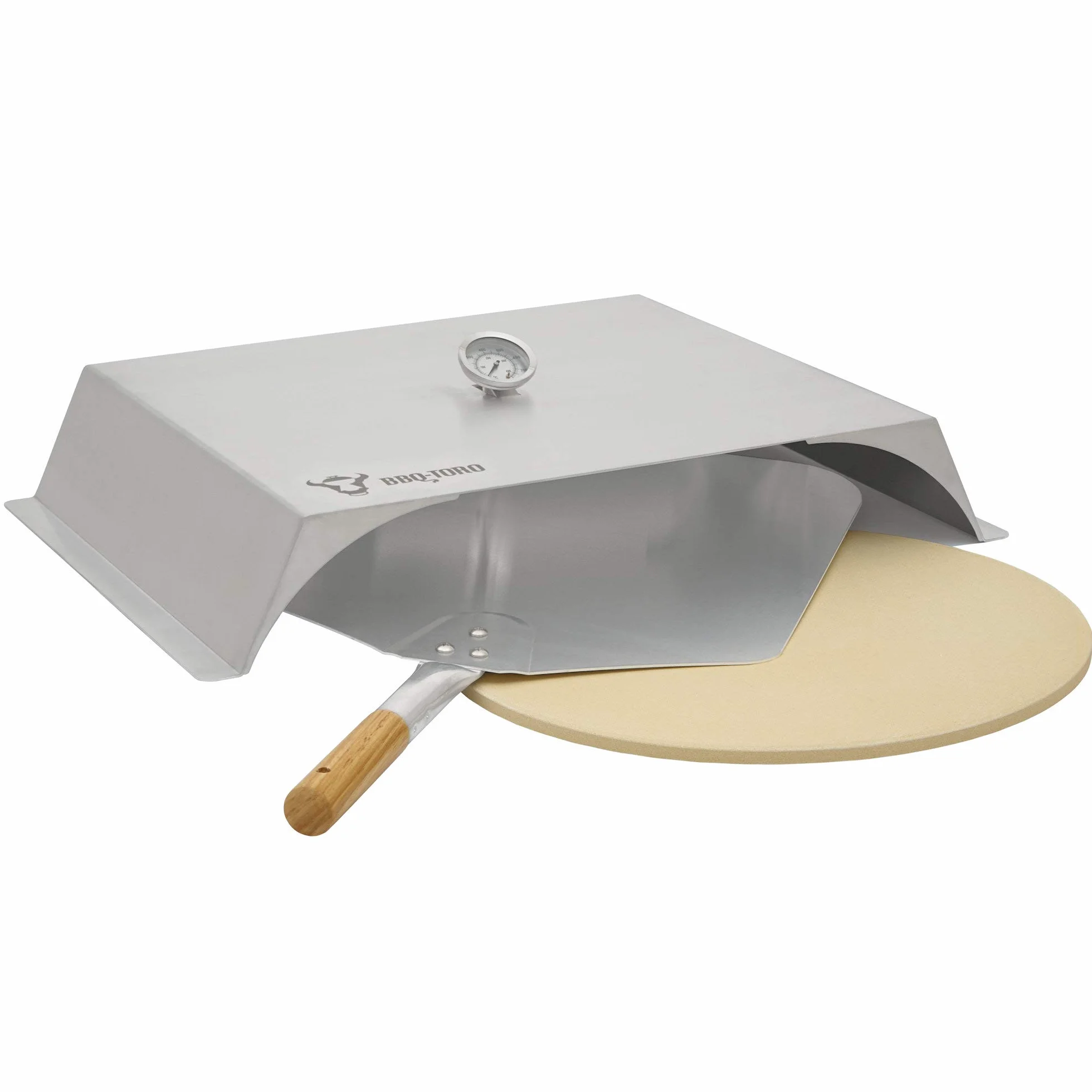 BBQ-Toro Inserto per Pizza per Barbecue a Gas Acciaio Inox 56 x 39 cm Cover Con Termometro