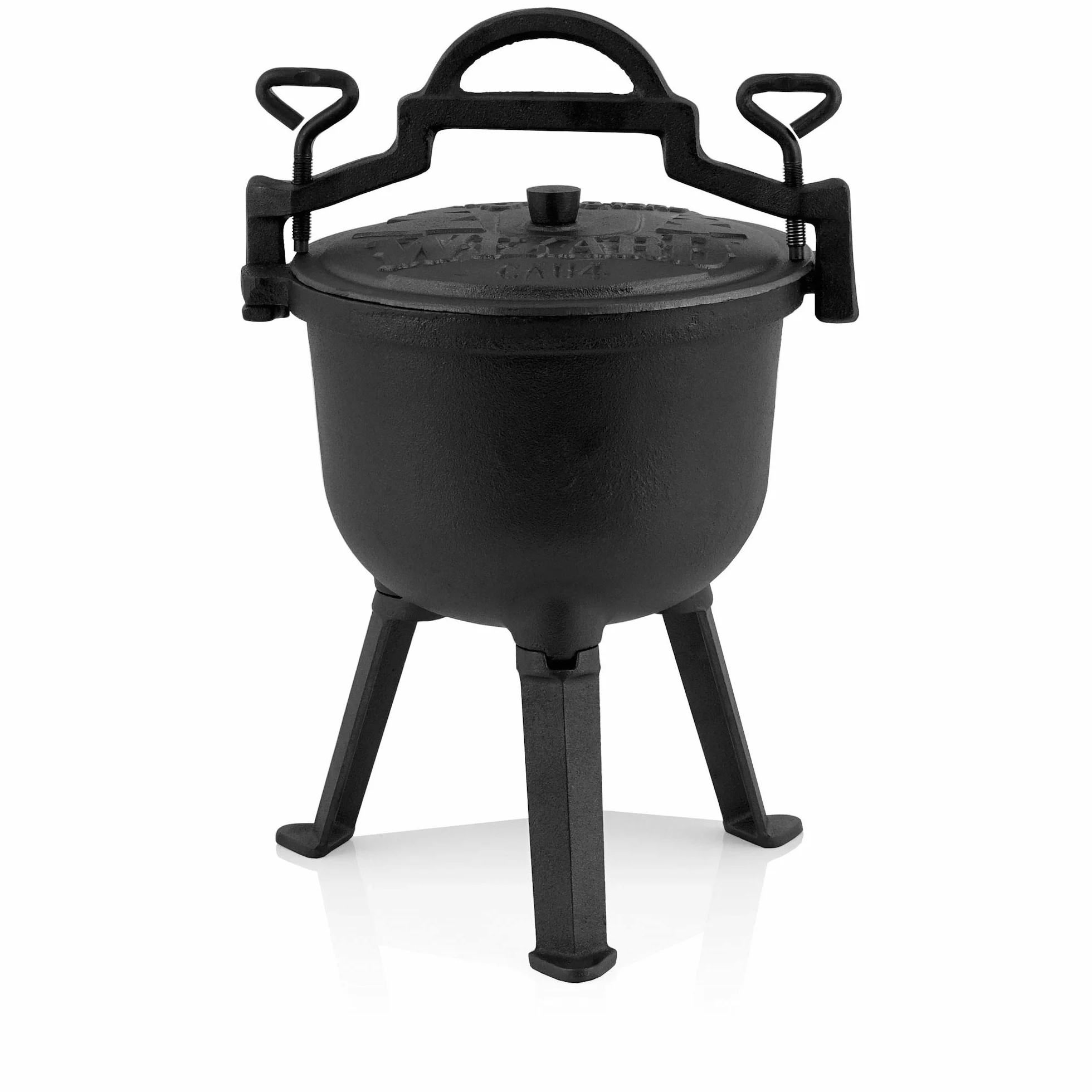 BBQ-Toro Wizard Cauldron | Pentola di cottura in ghisa | Pentola in ghisa con tre gambe, coperchio, staffa e viti di bloccaggio | Calderone per streghe (4 litro)