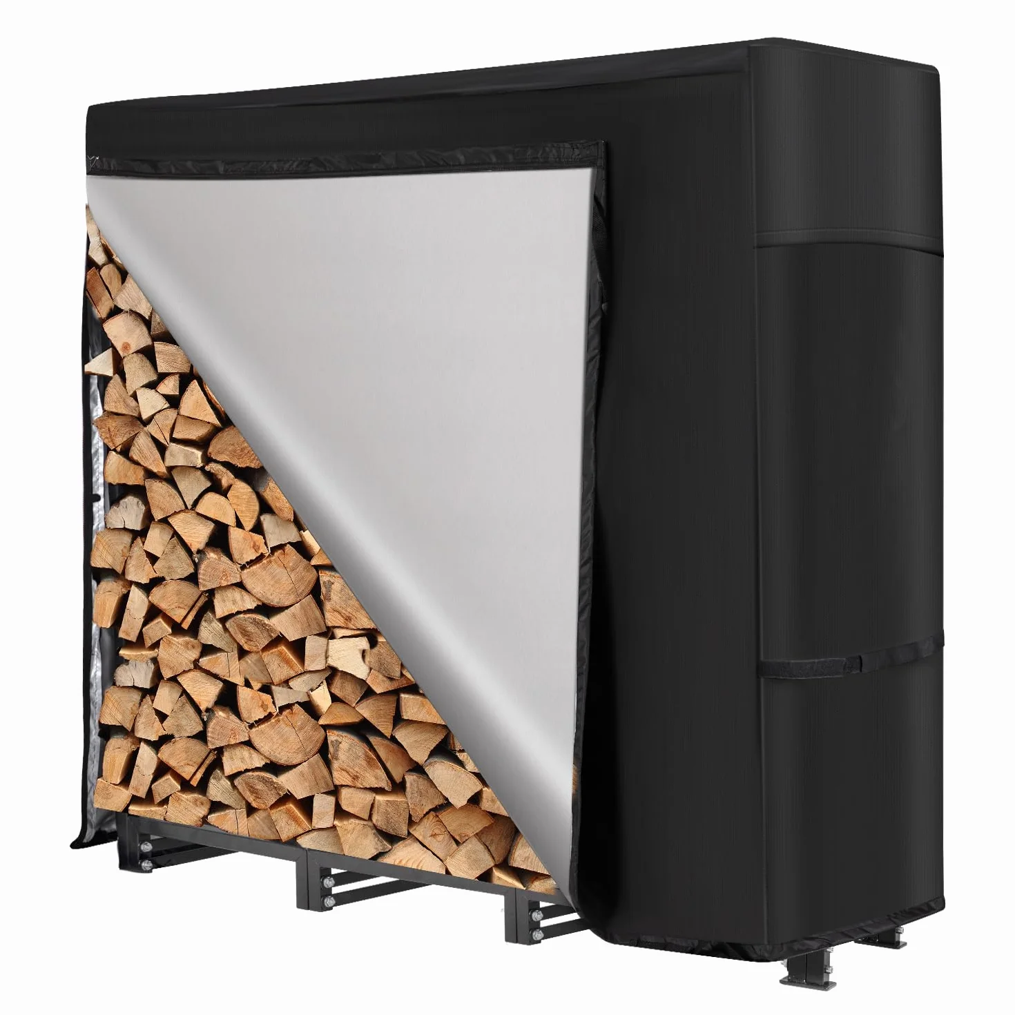 NALONE legnaia da esterno con coperchio impermeabile portalegna Metallo 4FT