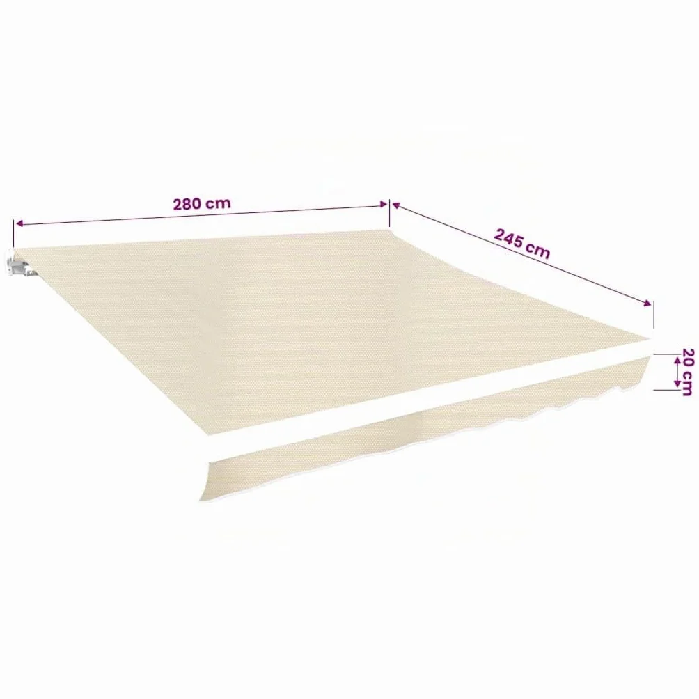 vidaXL Parasole Tendone Crema 3 x 2,5 m