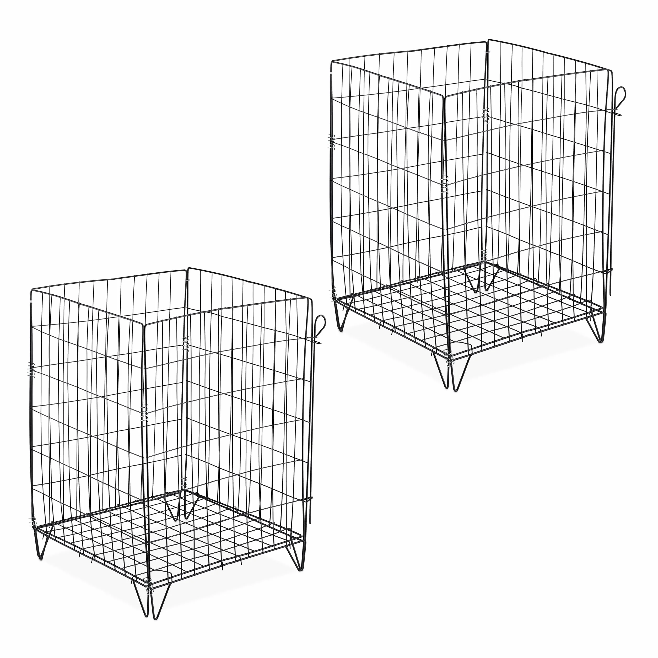 Relaxdays Compostiera in Metallo, Set da 2, per Compost da Giardino, Cesta per Foglie e Fogliame, 68 x 46 x 46 cm, Nero
