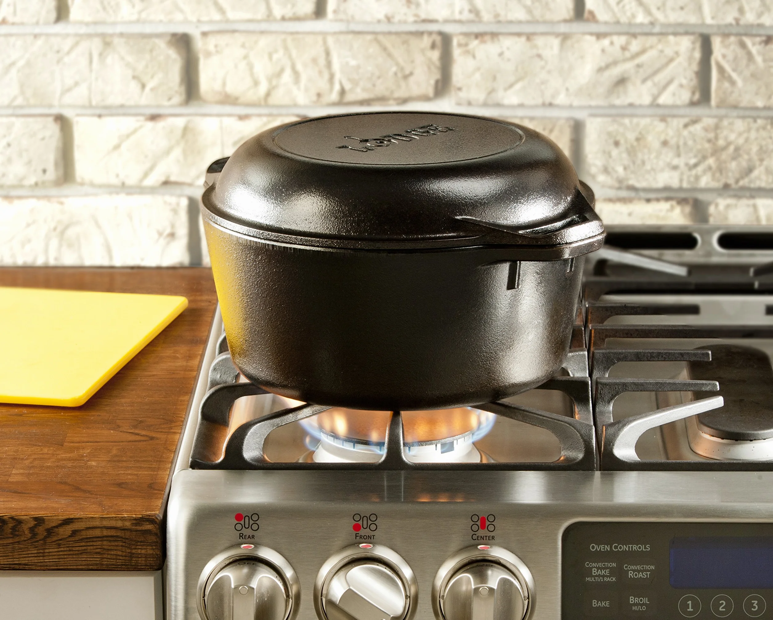 Lodge L8DD3 Forno olandese (dutch oven), doppio, con manici, da 4,73litri, Nero, 5 Quart